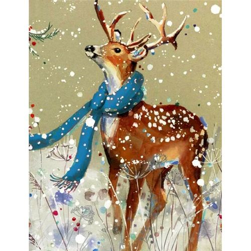 diy数字油画自己涂填色发财鹿梅花鹿一路顺风丛林回头麋鹿装饰画