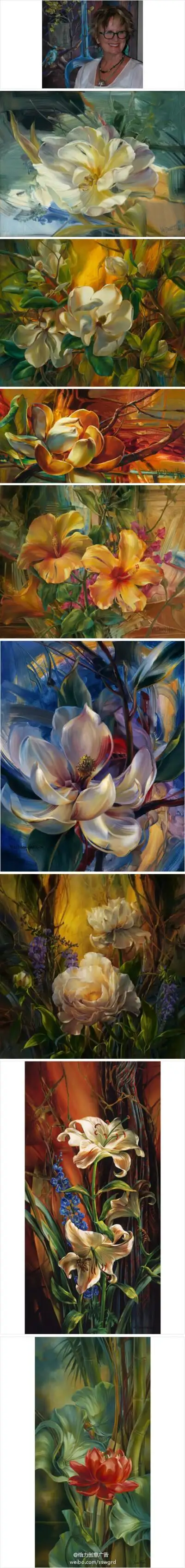 美国艺术家vie dunn - harr花卉绘画作品欣赏~.