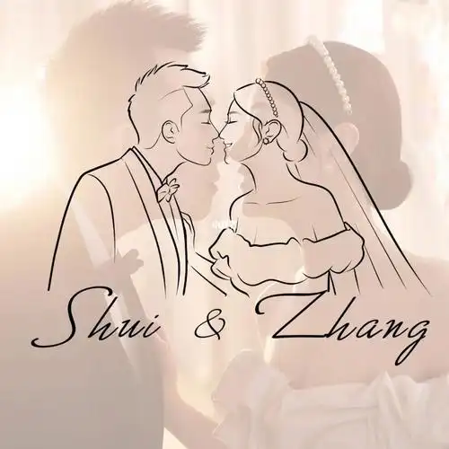 婚纱照的简笔画也太适合做小装饰牌了