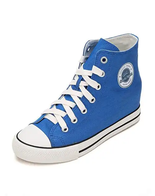 简约内增高 蓝色高帮帆布鞋