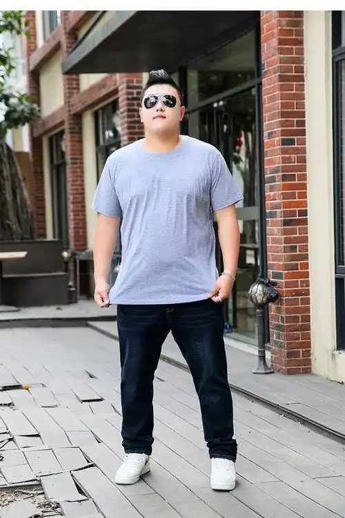 短袖t恤超大码潮胖人胖子肥佬大肚子简单上衣never黑1xl160175斤穿