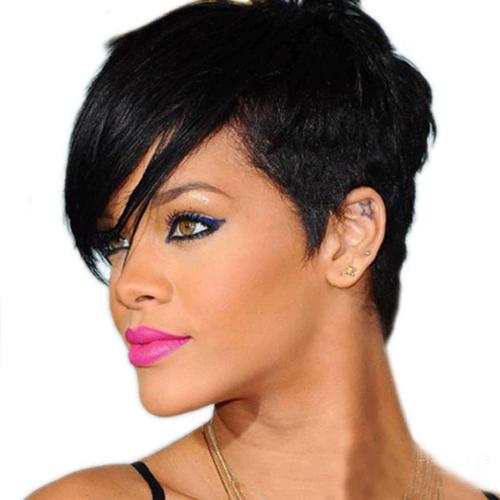 欧美女士假发黑色舞台化纤流行时尚发型短直发高温丝厂家现货