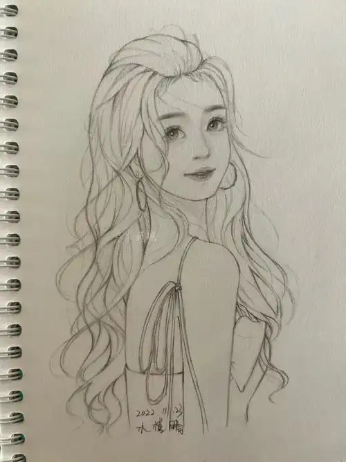 铅笔手绘40虞书欣女生头像线稿