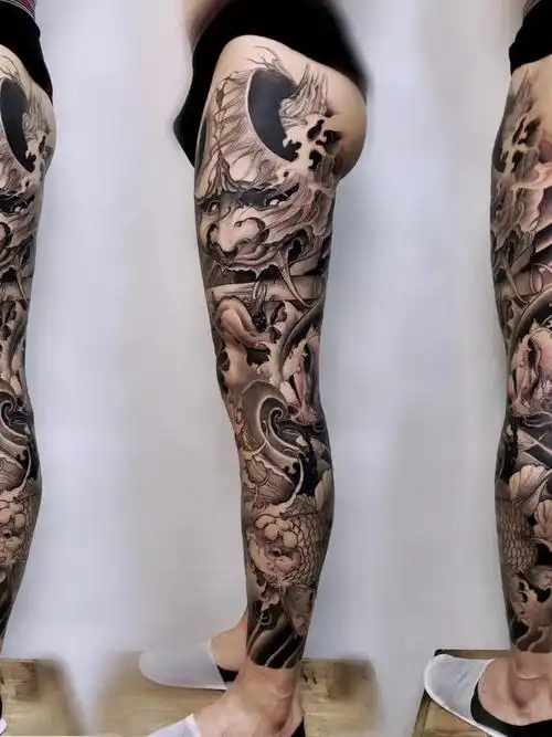 新传统风格花腿_纹身图案手稿图片_祥子的纹身作品集
