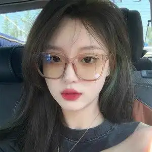 网红款素颜大框茶色近视眼镜女韩版潮透明复古方形眼镜框大脸显瘦