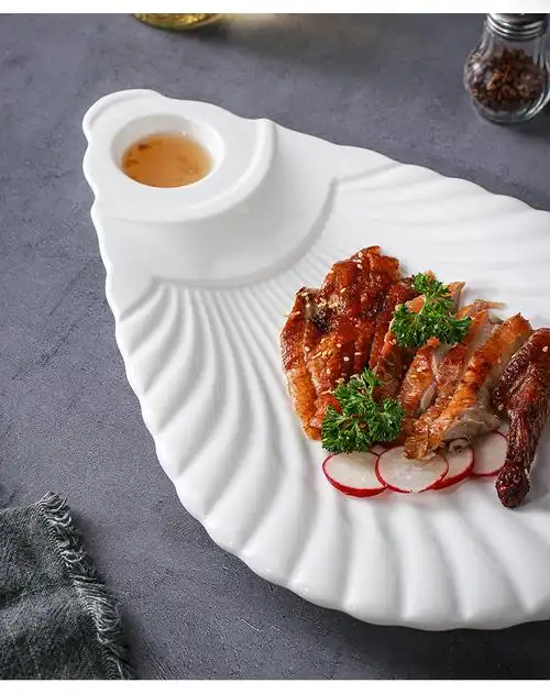 意境菜餐具专用 吃虾饺子盘子带醋碟虾盘酒店意境菜摆盘餐具北京烤鸭