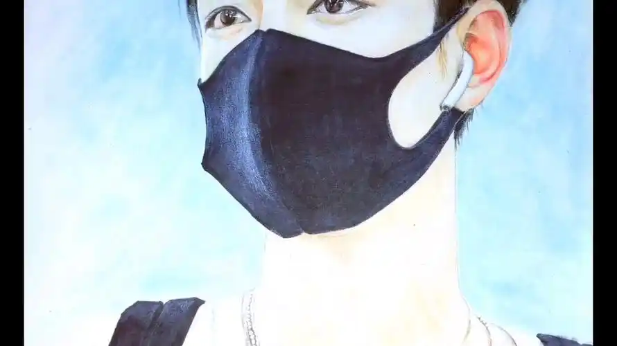 彩铅画肖战机场大背头