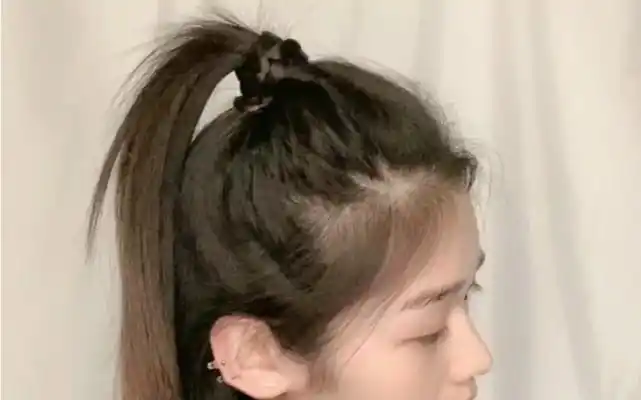 显高5公分半扎高马尾