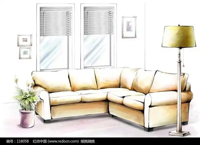 手绘客厅效果图