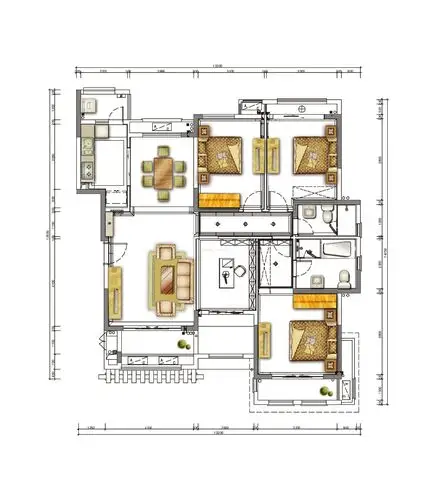 三房两厅80平方米别墅户型图片