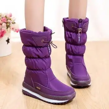 加厚雪地靴女款中高筒加绒厚棉鞋保暖韩版防水防滑长靴子sn0852紫色39