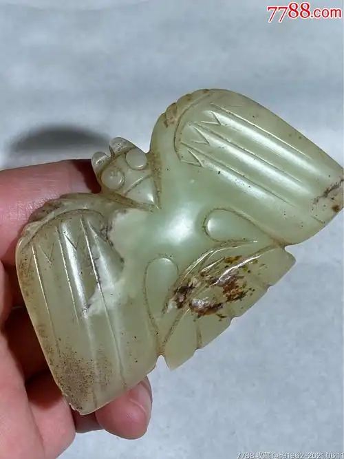 红山文化高古玉河磨玉枭