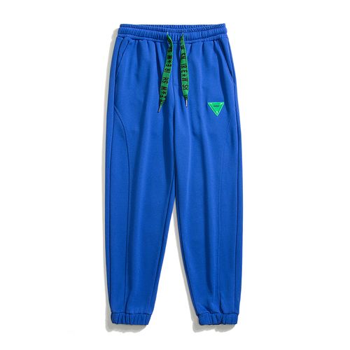 克莱因蓝裤子男春季新款华夫格夜光宽松休闲裤oversize直筒运动裤