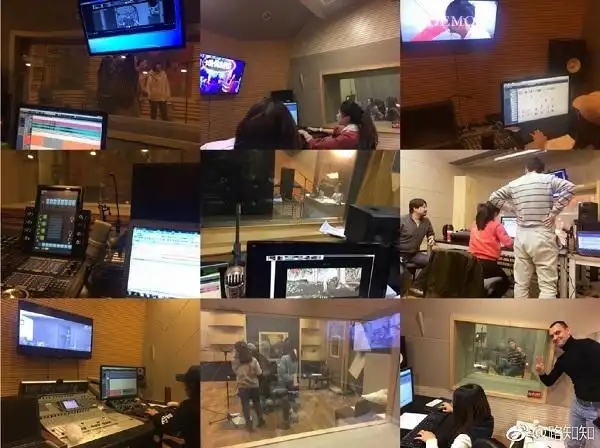 配音幕后工作照,图源路知行微博