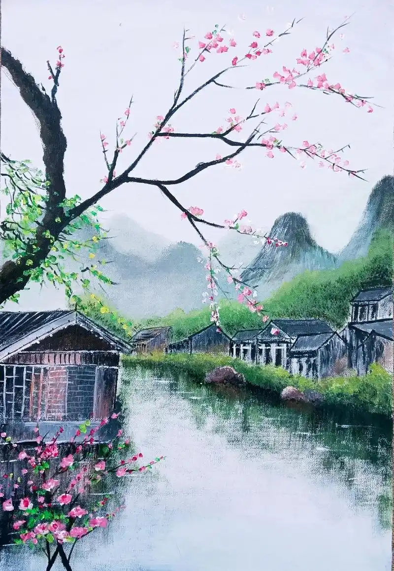 跟着凌老师画丙烯国画.《忆江南》 - 抖音