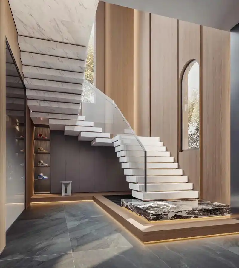 别墅中式楼梯设计|大宅范的别墅楼梯空间 中式元素简约化的设计 - 抖