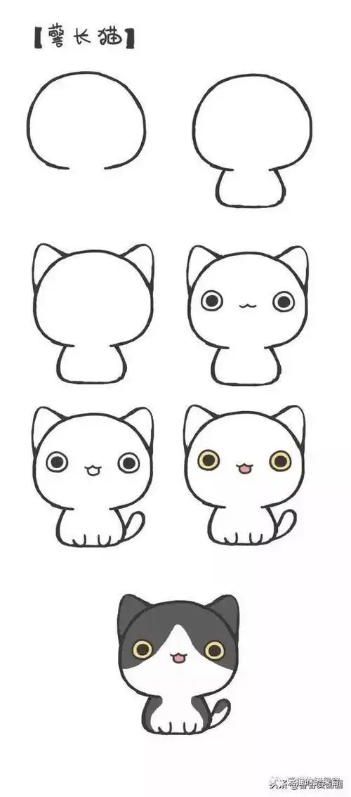 小猫素材|跟着步骤画8只可爱的小猫适用初学者猫简笔画猫怎么画简笔画