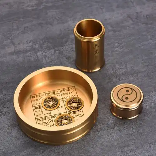 通宝乾隆妙如意六十四铜钱摇卦筒摆件铜签筒饰品装饰摆件