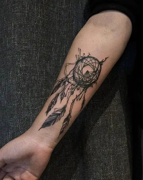 捕梦网纹身图片_手臂水墨纹身图案