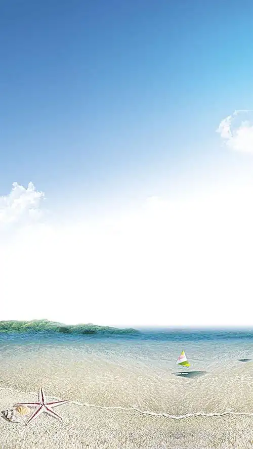 清新海边沙滩psd分层h5背景- html素材网