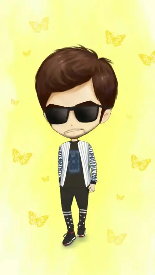 原创 手绘 壁纸 周杰伦 卡通 q版 酷 墨镜伦