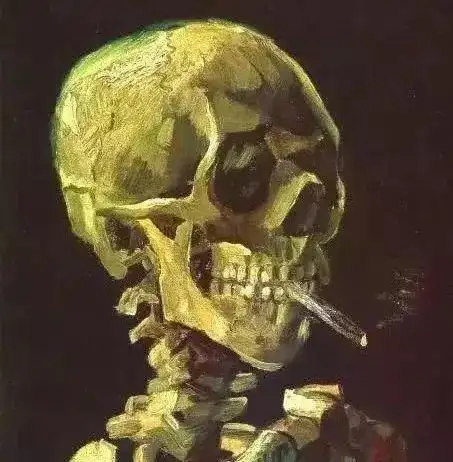 甚至在西方绘画中也多有表现,例如梵高的《一具燃烧着香烟的骷髅头》