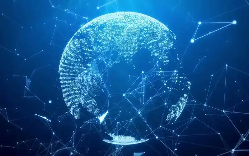 k2359 4k画质分辨率超炫酷plexus蓝色高科技感点线粒子相连地球连线ai