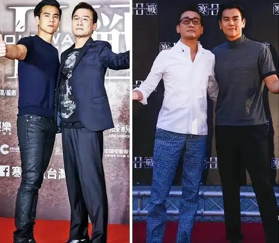 站最左边的彭于晏身高182和站最右边的郭富城身高171,很明显彭于晏没