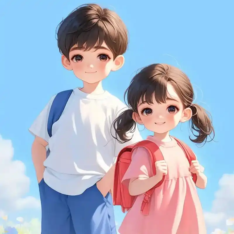 哥哥和妹妹萌娃漫画头像.#一起换头像 #卡通头像 #萌娃漫画 - 抖音