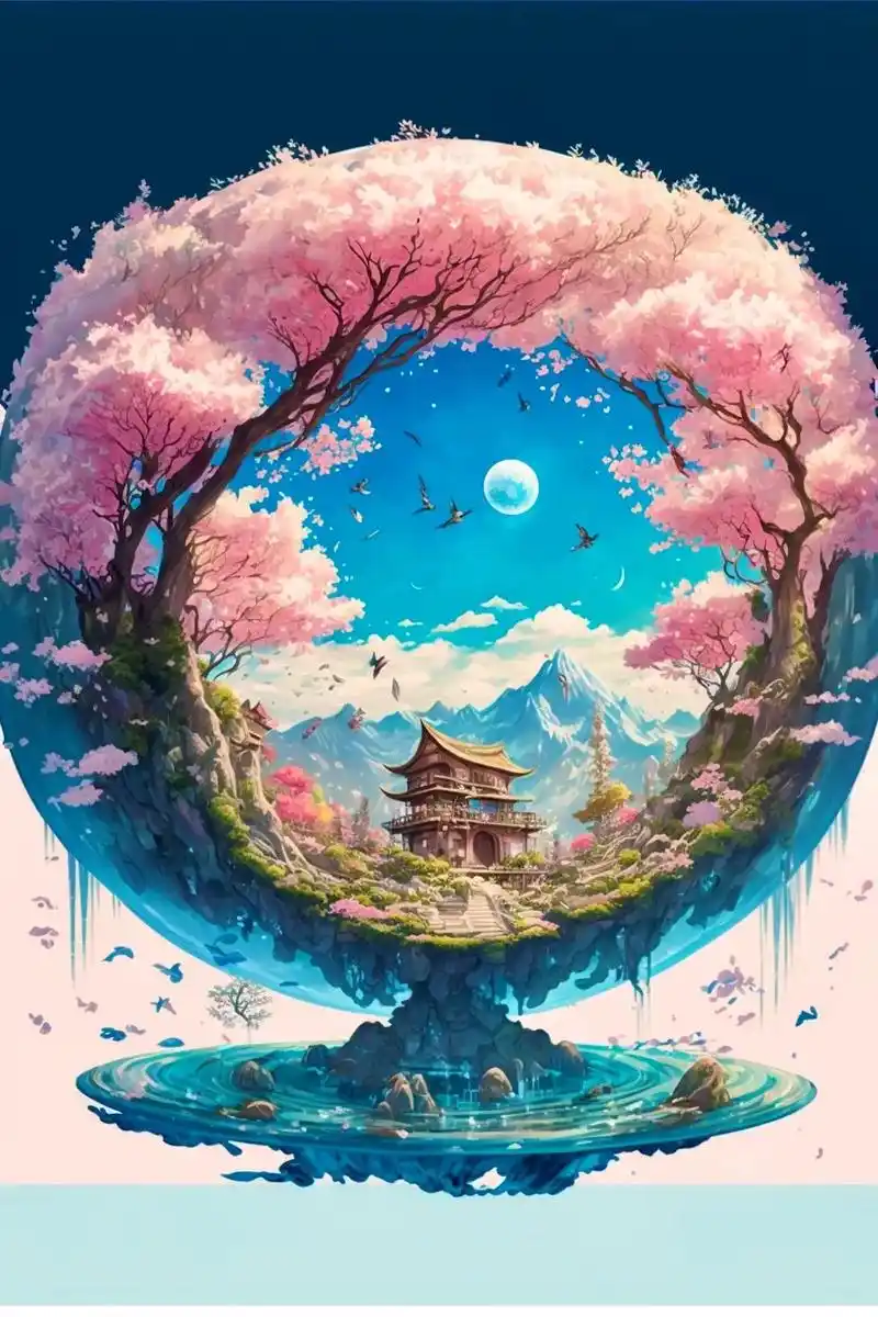 让我带你进入我画的蓬莱仙境.#创作灵感 #古风场景 #图文伙 - 抖音