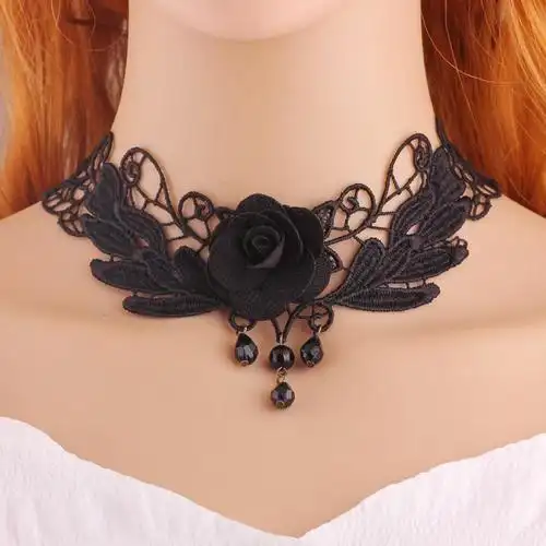 韩版锁骨链蕾丝项链女性感气质项圈短款百搭ins黑色脖子颈链配饰yx836