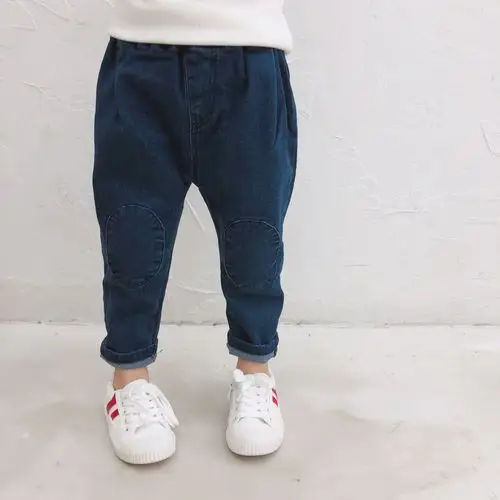 2018秋季新款童装一件代发 中小童膝盖补丁牛仔裤 3-7岁休闲裤子