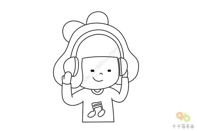 萌小妹的日常生活 听歌的萌小妹简笔画-爱娃简笔画