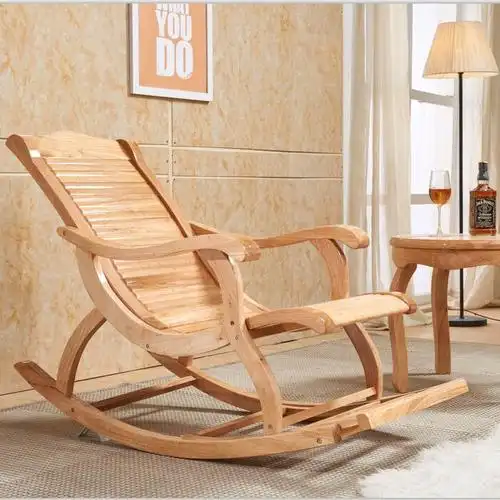 定制老年移动躺椅实木摇椅户外休闲椅阳台椅老人椅沙滩椅逍遥椅摇椅