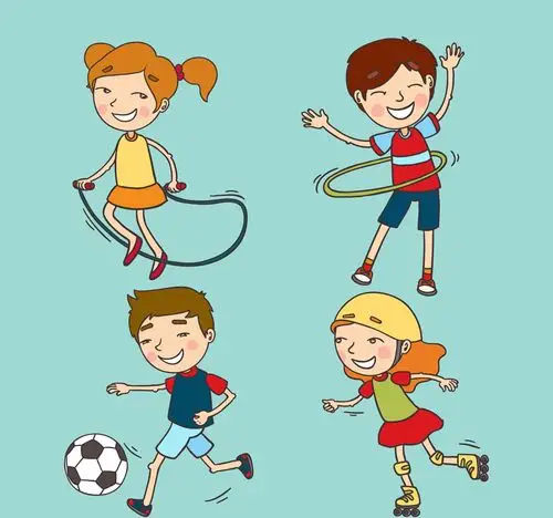 4款彩绘玩耍的快乐儿童矢量图_矢量人物_懒人图库