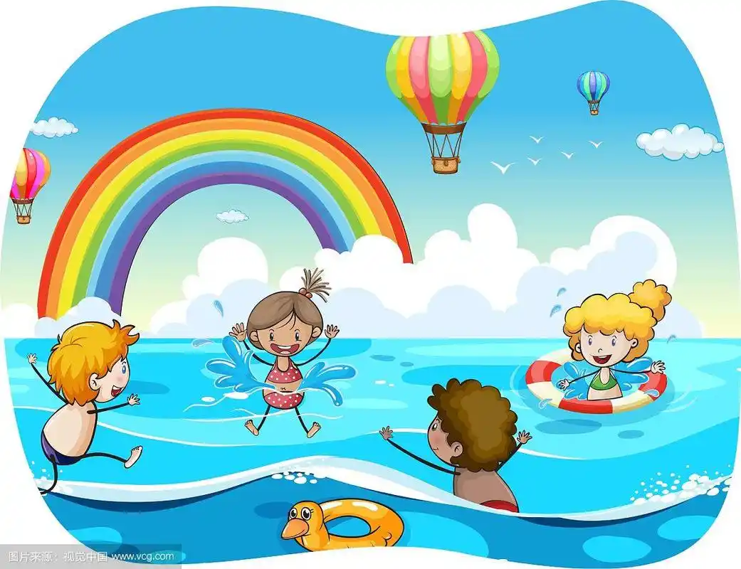 孩子们在海里游泳