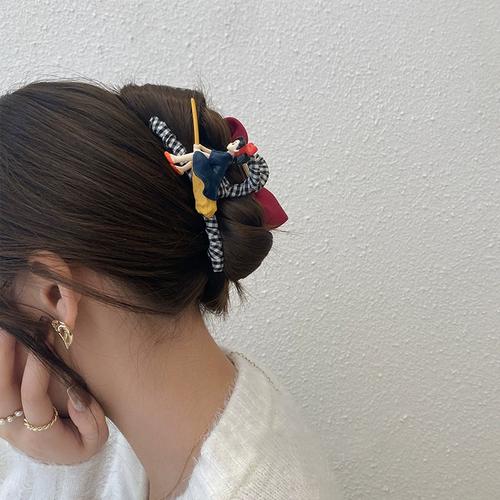可爱卡通女巫抓夹夏季蝴蝶结发夹女后脑勺盘发鲨鱼夹发饰发卡夹子