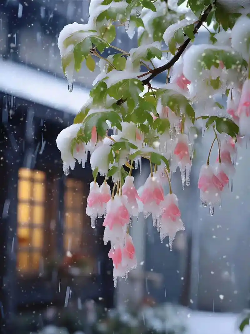 唯美雪中海棠壁纸