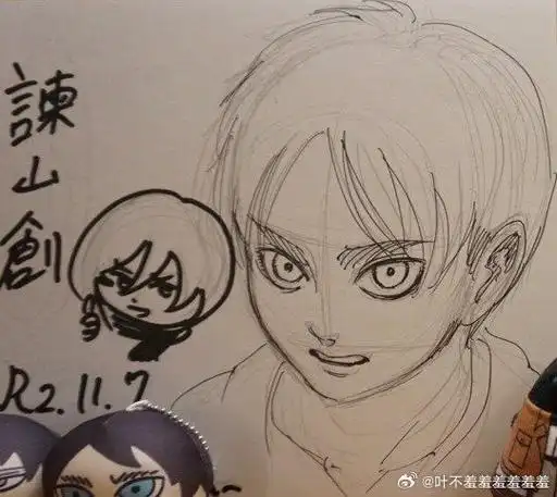 巨人#谏山创 绘制的艾伦