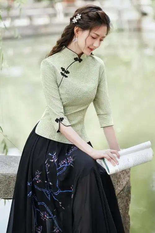 港少女大学生高初中生民国复古学生装演出服夏季汉服女改良版旗袍唐装