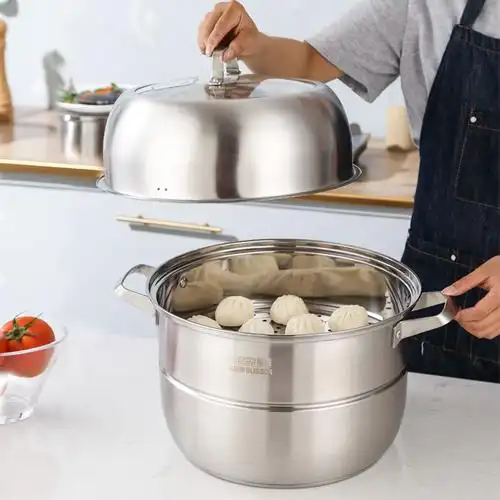 能胜蒸锅家用不锈钢三层加厚大号蒸笼笼屉蒸鱼蒸锅