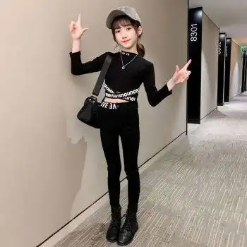 夏季薄款中大童女孩秋款紧身裤瑜伽裤外穿百搭铅笔裤修身11岁小脚裤