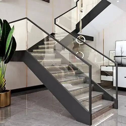 玻璃楼梯扶手围栏复式玻璃楼梯扶手钢化玻璃固定中式实木简约现代