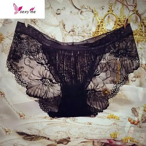 性感内裤女透明蕾丝网纱低腰包臀女士三角裤薄款镂空fishbasket