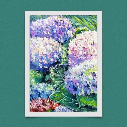 点彩画绣球花开附流程图