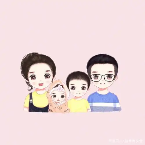 创意微信头像设计,一家三口,四口照片手绘,你喜欢吗?