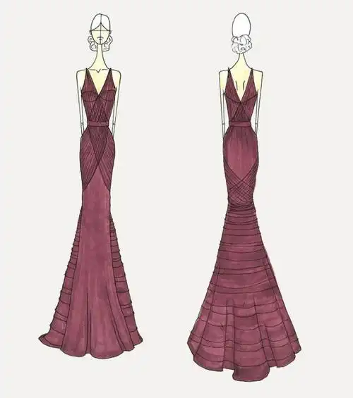 晚礼服手稿-婚纱礼服设计-服装设计