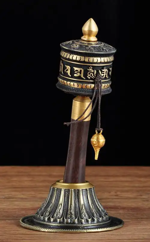 经轮转经筒尼泊尔密宗藏传法器佛堂寺庙供奉佛具 浮雕迷你手摇转经轮
