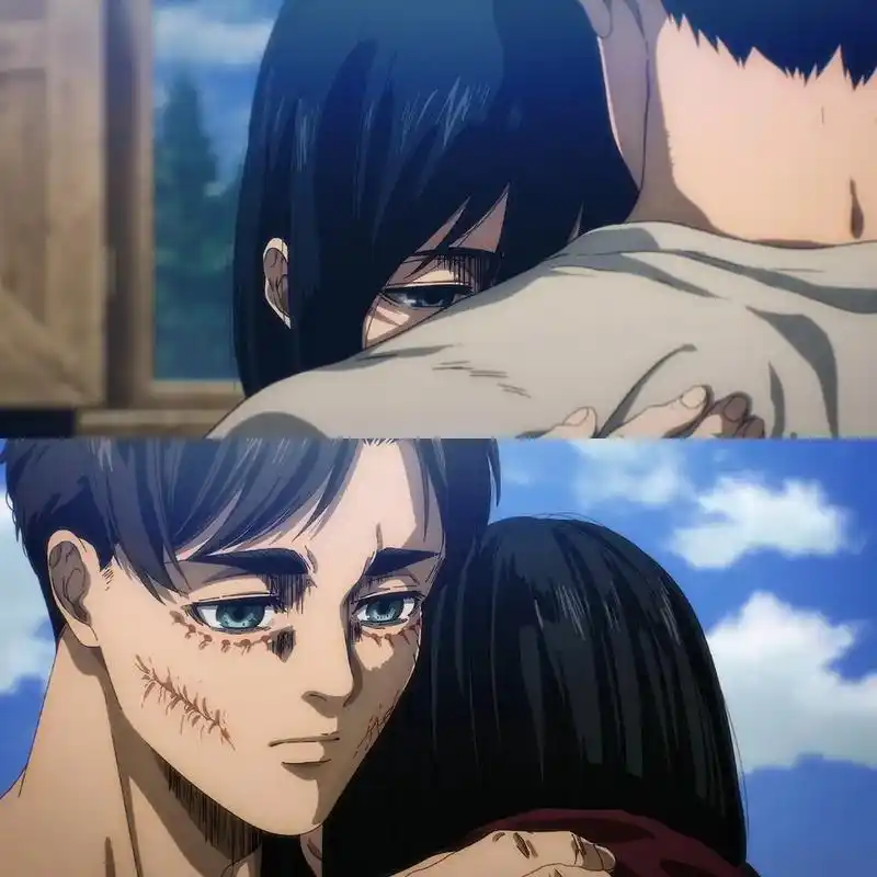 "谢谢你把这条围巾绕在我身边"#三笠 #艾伦耶格尔 - 抖音