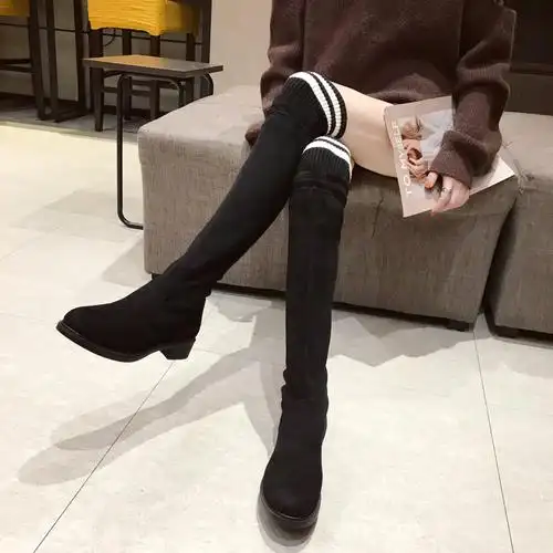 秋冬季过膝长靴2021新款高筒靴黑色百搭显瘦外穿时装靴